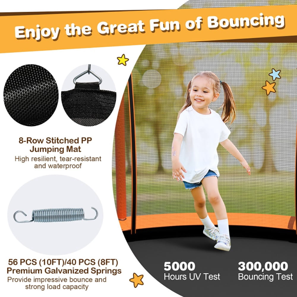 Demifill 8 Ft Outdoor Unique Flower Shape Trampoline with Enclosure Net-Yellow, Bounce Trampoline for More Bouncing Scenarios