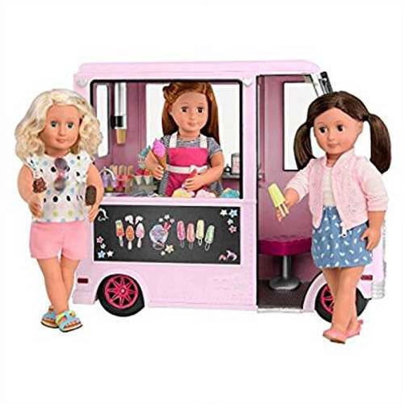 Our Generation Ice Cream Truck Doll Playset, Pink, 129 Pieces
