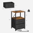 thumbnail image 3 of End Table with Charging Station, Side Table with 2 USB Ports and Outlets, Nightstand with Cloth Drawer, Set of 2, Couch Table, Brown and Black TB01BB052K, 3 of 14