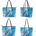 thumbnail image 3 of ZUXONGSY Sea Turtle Lotus Print Women's Leather Tote Bag and Wallet Set Lightweight Top Handle Satchel Purse with Matching Clutch for Shopping Work, 3 of 4