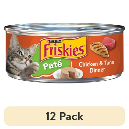 (12 pack) Friskies Pate Chicken & Tuna Dinner Wet Cat Food 5.5 oz Can