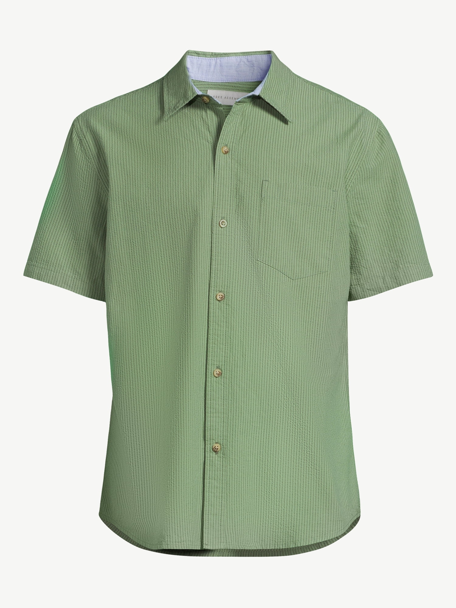 Free Assembly Men's Seersucker Shirt with Short Sleeves
