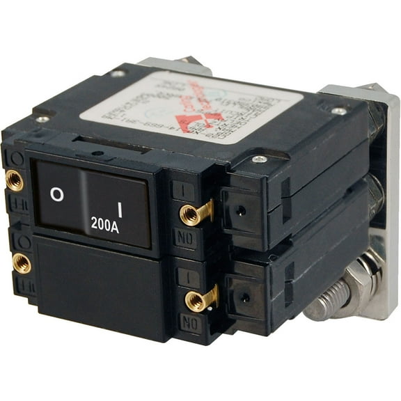 4" Black Functional Blue Sea 7476 C - Series Flat Circuit Breaker, Single and Double Pole - 200 AMP