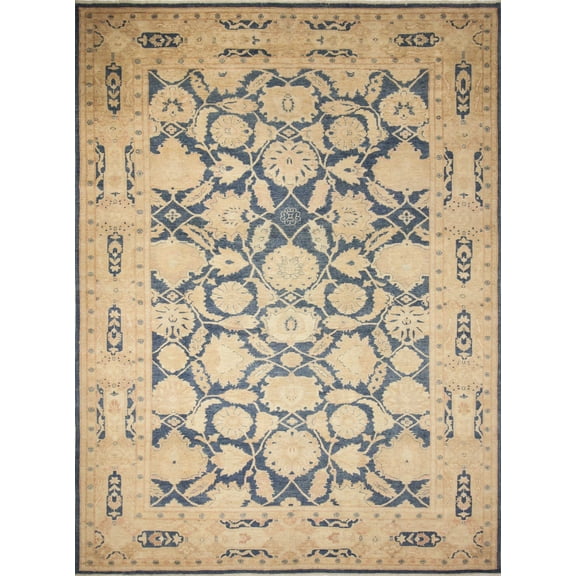 noori rug n710 hand knotted area rug, 8'10" x 11'9", blue/beige