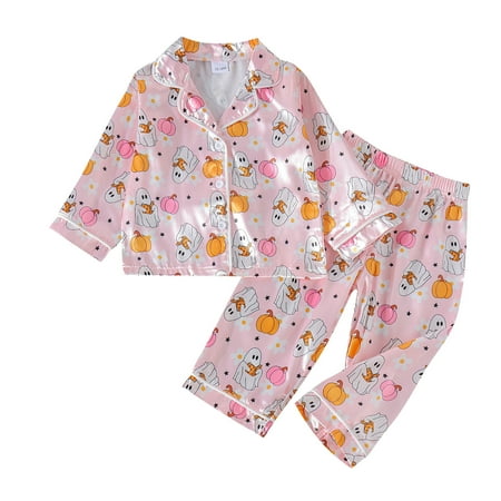 

Toddler Girls Outfits Halloween Pajamas Cartoon Long Sleeve Shirt Pant Sleepwear 2Pc Pjs Set