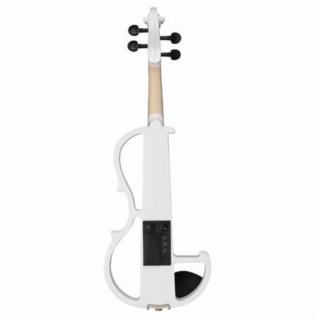 Full Size 4/4 Bunnel Edge Electric Silent Violin Set - White Finish with Case, Bow, Rosin & Headphone Connection
