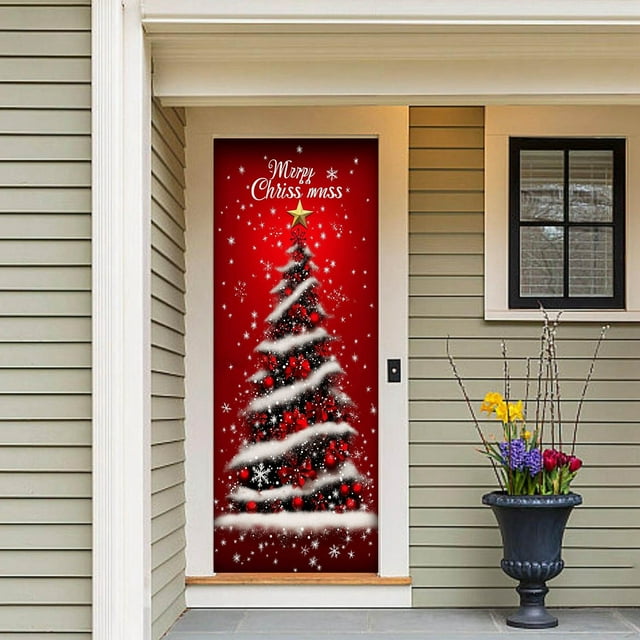 Rideau de Porte Décoratif pour Arbre de Noël et Cottage