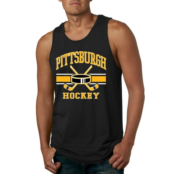 Wild Bobby City of Pittsburgh Hockey Fantasy Fan Sports Men's Tank Top, Black, Small