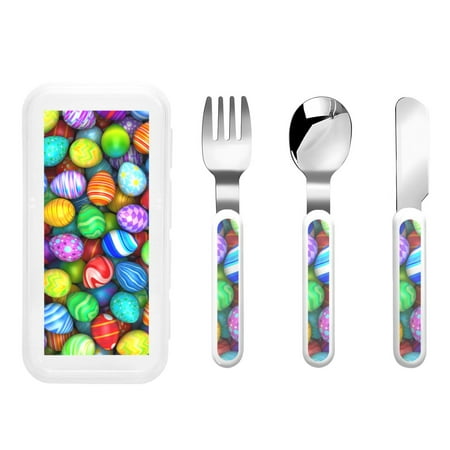 

Balery Colorful Easter Eggs1 for Stainless Steel Kids Silverware Set - Child and Toddler Safe Flatware - Children s Knife Fork And Spoon Set - Metal Kids Cutlery Set