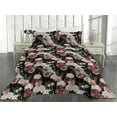 thumbnail image 2 of Ambesonne Flowers Quilted Bedspread Set 3 Pcs, Blossoming Roses Romantic, Twin, Black Multicolor, 2 of 4