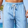 thumbnail image 4 of SGFCWSX Mens Harem Pants Elastic Waist Drawstring Print Loose Pockets Boho Hippie Beach Yoga Casual Pants Light Blue Size 5XL, 4 of 5