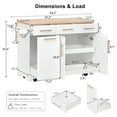 thumbnail image 2 of Kitchen Island with Storage 2 Pull Out Cabinet Organizers & Rubber Wood Drop Leaf, Rolling Kitchen Island with Trash Can Storage, Power Outlet, Spice & Towel Rack for Kitchen, Dining, White, 2 of 4