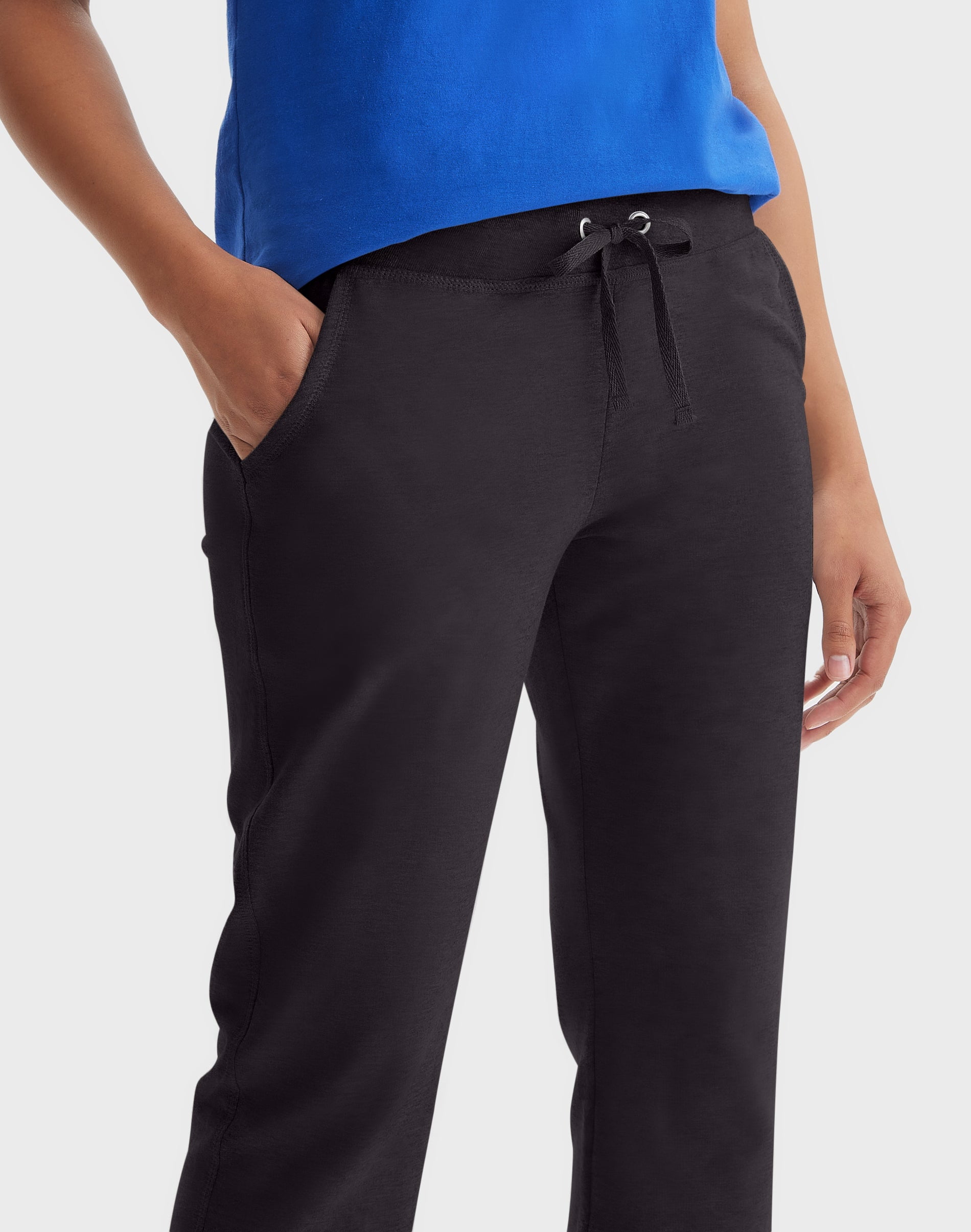 Hanes Women's French Terry Capri Pants with Pockets, 22" Black S