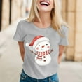 thumbnail image 2 of Graphic Shirt For Women Christmas Casual Fashionable Snowman Print Short Sleeve Round Neck Festive Tees Tops, 2 of 4