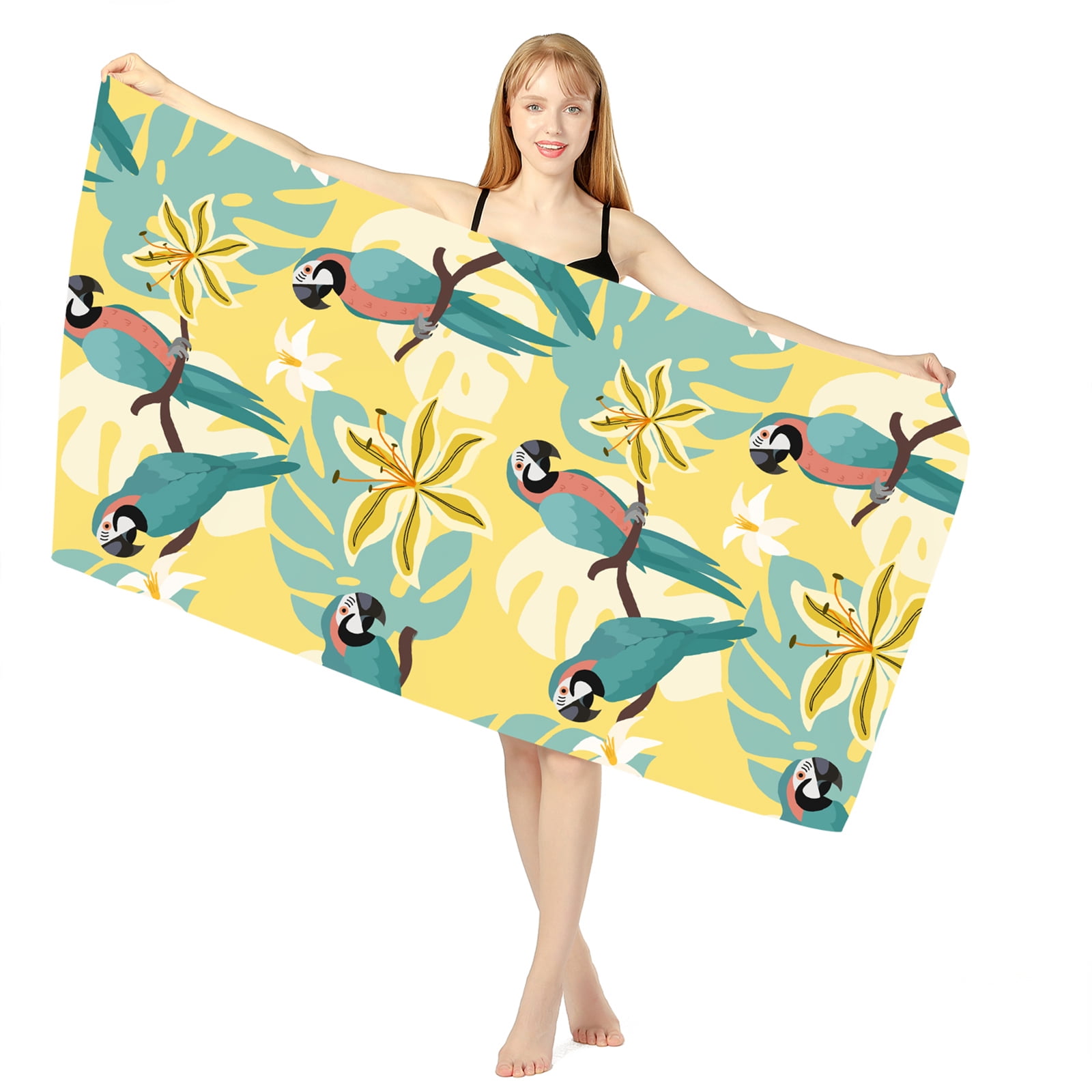 Onever Quick Drying Absorbent Towel Beach Pool Towel Parrot Pattern