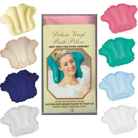 1 Vinyl Inflatable Bubble Bath Tub Pillow Shell Shape Neck Spa
