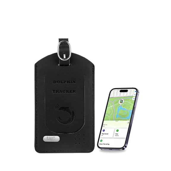 tag8 Dolphin Smart Bag Tracker Tag for iOS Compatible | Bluetooth Luggage Tag & Suitcase Finder | Alternative to GPS Tracker for Locating Valuables Within Approximate Distance | Pack 1 -Black