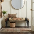 thumbnail image 3 of LR Home Rustic Kilim Upholstered Indoor Accent Bench, Black/Beige, 3 of 8
