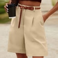 thumbnail image 1 of Bermudas Pantalones cortos informales para mujer por encima de la rodilla, ajuste holgado, pierna ancha, cremallera, traje de vacaciones Kuymtek Beige T S para Mujer, 1 of 6