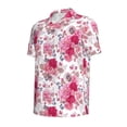 thumbnail image 2 of Balery Peonies And Roses Printed Men’s Short Sleeve Polo Shirt, Midweight Men's Shirt,Golf Polo shirts -4X-Large, 2 of 9
