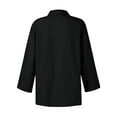 thumbnail image 4 of Women's Cotton Linen Shirt Long Sleeve Lapel Neck Oversized Button-Down Blouse - Summer Casual Top | Yubnlvae (Black | L), 4 of 4