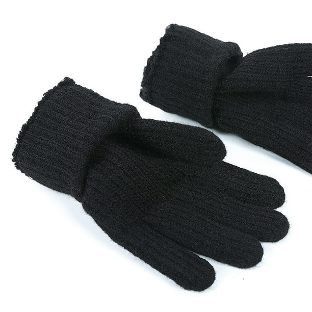 Guantes de invierno de punto de medio dedo unisex de color sólido con tapa y dedos cálidos para mujer, manoplas de poliéster