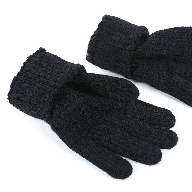Guantes de invierno de punto de medio dedo unisex de color sólido con tapa y dedos cálidos para mujer, manoplas de poliéster