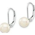 thumbnail image 2 of 14K White Gold 7-8mm Round Saltwater Akoya Pearl Leverback Earrings Made In Canada xfw481e, 2 of 5