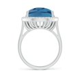 thumbnail image 2 of ANGARA Natural 12.6 ct London Blue Topaz Cocktail Ring with Diamond in 14K White Gold for Women (Size-18x13mm) | November Birthstone Jewelry for Women | London Blue Topaz Ring (Ring Size- 8.5), 2 of 10