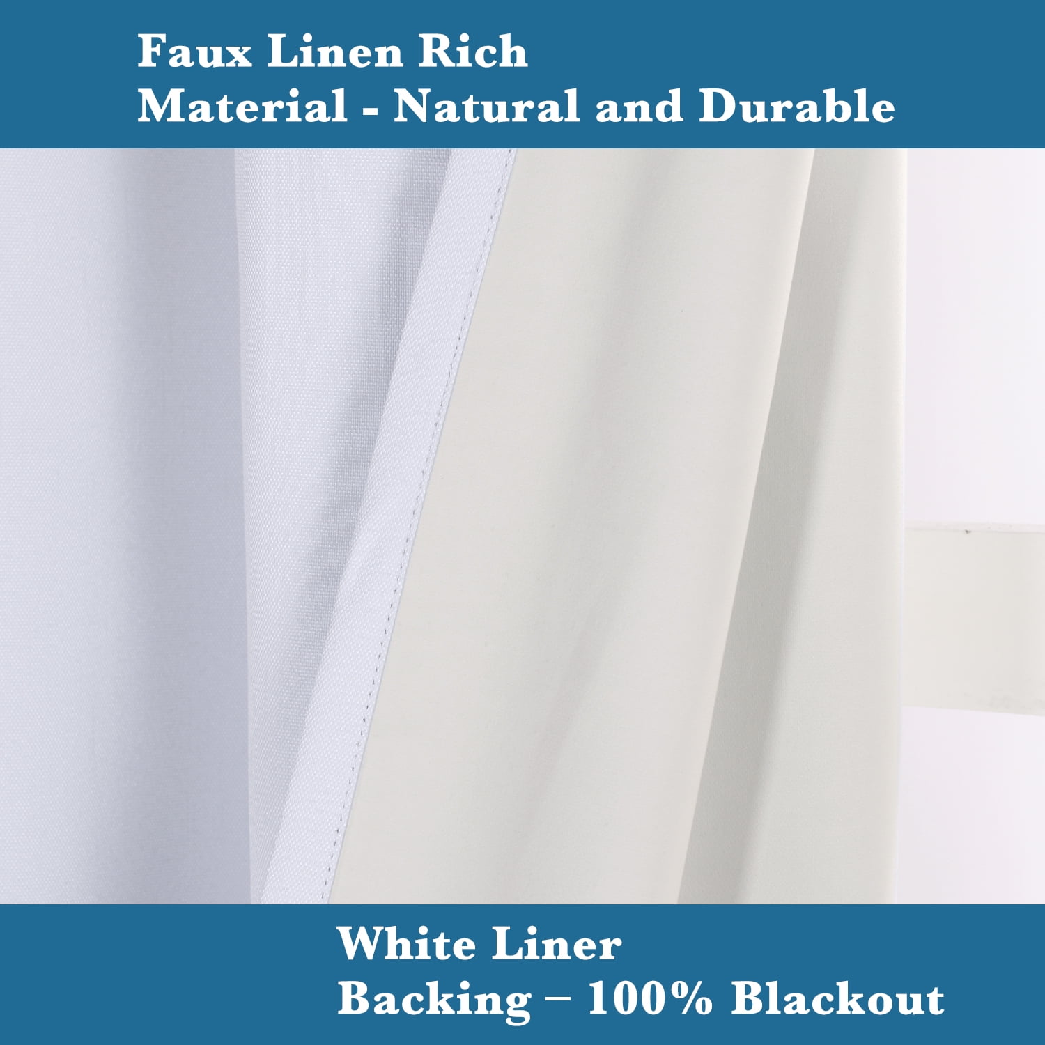 PrimeBeau Blackout Curtains Faux Linen Grommet Drapes, 52 x 108 Inch, White