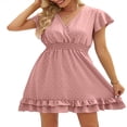 thumbnail image 4 of MesaSe Robe de Grossesse Courte d'Été pour Femmes à Manches Courtes, Col en V, Pois Suisses, Robe de Baby Shower, 4 of 6