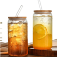 thumbnail image 3 of HLONK Glass Tumbler with Straw and Lid Crystal Clear Tumblers with Lid and Straw Stylish Glass Cup with Lid and Straw Chic Iced Coffee Cups with Lids for Every Sip, 3 of 4