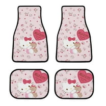 Hello Kitty Car Floor Mats 4PC Set Anti Skid Vehicle Floor Mat Car Carpet for Front Rear Seats Universal Auto Interior Accessories