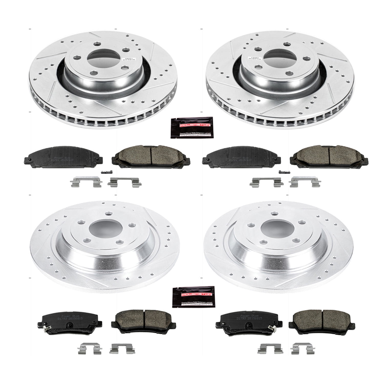 Power Stop Front and Rear Ceramic Brake Pad and Drilled and Slotted Rotor Kit K6808