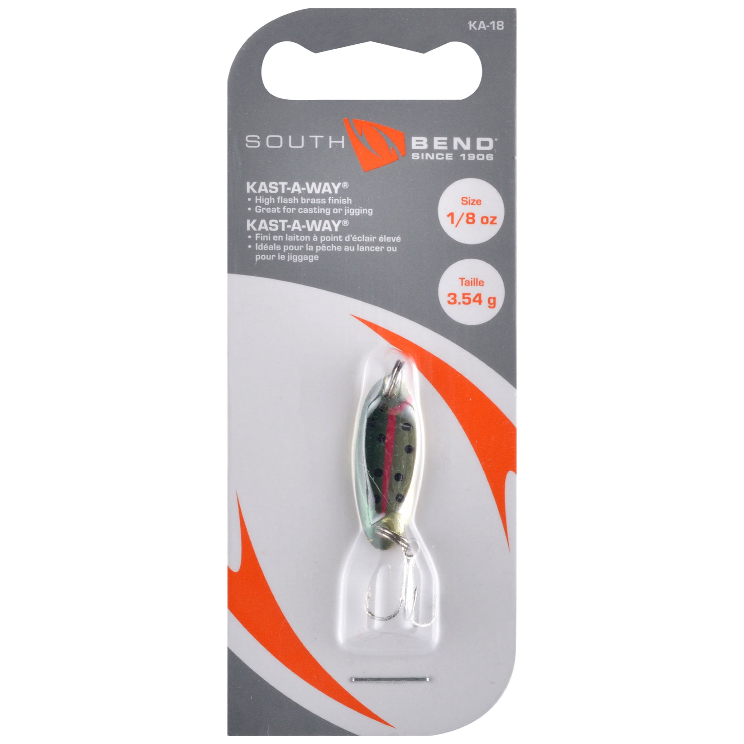 South Bend Kast-A-Way Shud-L-Spoon Freshwater Fishing Lure, Cutthroat Trout, 1/8 Ounce, Fishing Spoons