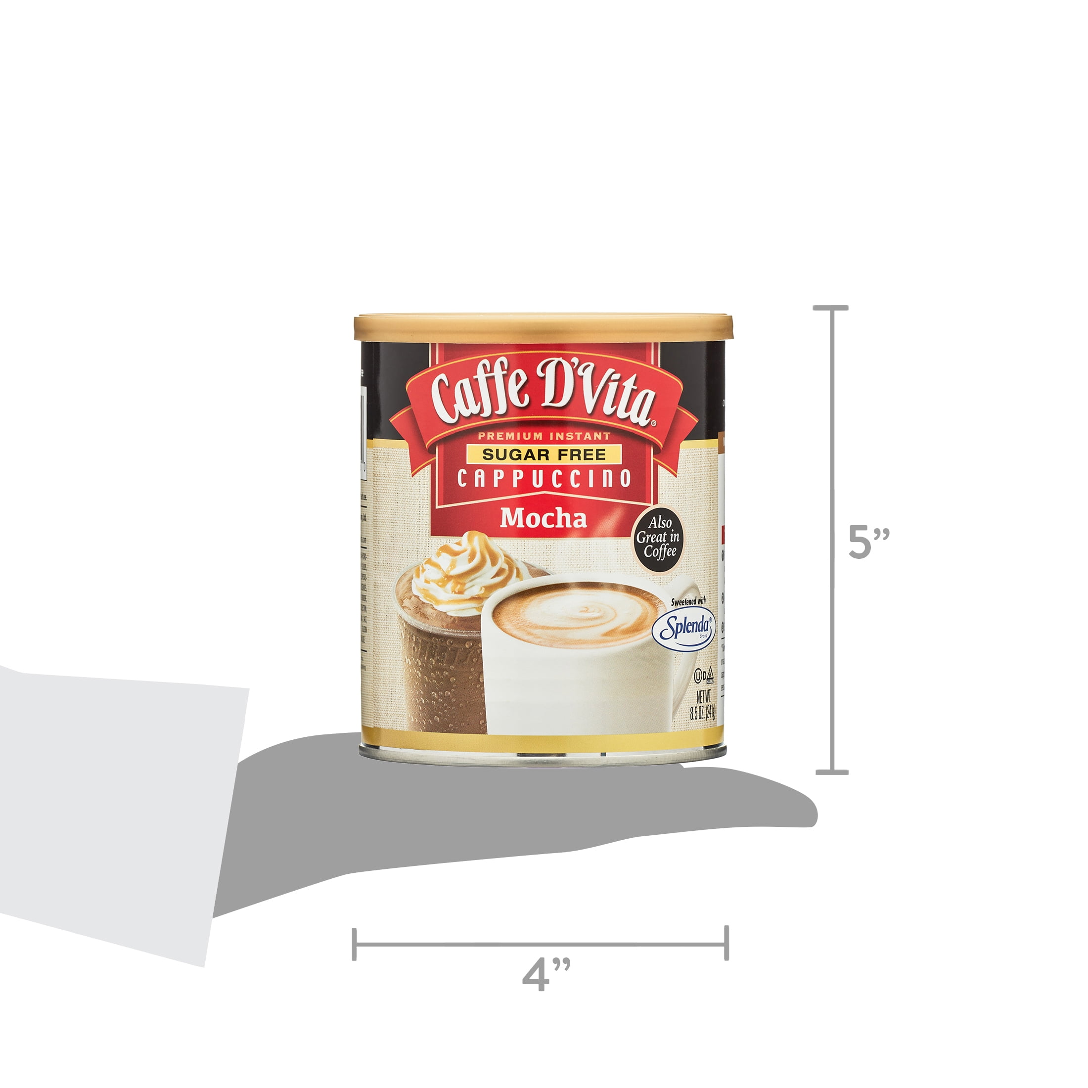 Caffe D'Vita Premium Instant Sugar Free Mocha Cappuccino, 8.5 oz