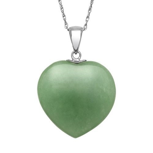 Beautiful Green Jade Heart Pendant Necklaces & added Sterling Silver Chain 