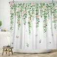 thumbnail image 2 of Lfeey Sage Green Flower Fabric Shower Curtains for Bathroom, Spring Summer Wildflower Butterfly Shower Curtain with Hooks, 72x72, 2 of 6
