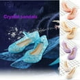 thumbnail image 2 of Girls Kids Summer Crystal Sandals Frozen Princess Jelly High-Heeled Shoes Princess Frozen Elsa Cosplay Party Dance Shoes, 2 of 5
