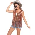 thumbnail image 3 of Women’s Tassel Vest Sleeveless Sequin Cardigan 70s 80s Hippie Sparkly Fringe Open Front Coat Cowgirl Glitter Waistcoat Disco Festival Party Tops Outfits, 3 of 6