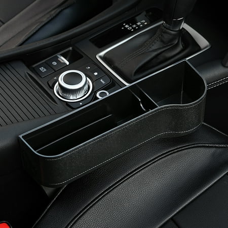 Multi-Functional Car Seat Crevice Storage Box Grain Organizer Gap Slit Filler Holder For Wallet Phone Coins Cigarette Slit Pocket Black
