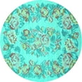 thumbnail image 1 of Ahgly Company Machine Washable Indoor Round Medallion Turquoise Blue French Area Rugs, 8' Round, 1 of 4