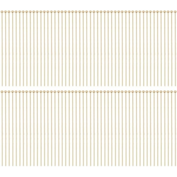 100 Pcs Real 14K Gold Plated Ball Head Pins Brass Wire Needle Headpins 24 Gauge Satin Pins Jewelry Making Accessories for Crafting DIY Handmade 1box