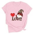 thumbnail image 5 of Guzom Valentine's DayWomens Pink Gnome Love Graphic Crewneck Tee, Short Sleeve Stretchy Relaxed Fit with Twisted Hem, Plus Size S-XXXL,Size L, 5 of 7