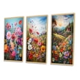 thumbnail image 3 of Designart "Mountain Spring Celebration of Wildflowers IV" Wildflowers Framed Wall Art Set Of 3 - Pink Traditional Frame Gallery Wall Set For Home Decor, 3 of 6