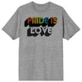 thumbnail image 1 of Pride - Pride is Love Heather Grey T-Shirt, 1 of 2