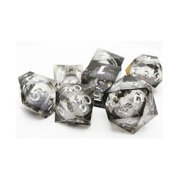 Foam Brain Games Sharp Edge Liquid Core Poly Set - Black w/Silver (7) New