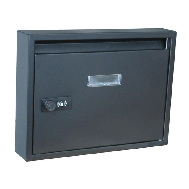 Rongfmy Locking Wall Mount Mailbox, Mail Boxes Outdoor with Combination Lock, Key Drop Black