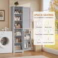thumbnail image 5 of Hiphuta 71" Tall Narrow Bathroom Storage Cabinet, Slim Bathroom Storage Tower with Adjustable Shelves & Door Shelves, Narrow Cabinet with Doors for Small Spaces, Gray, 5 of 7