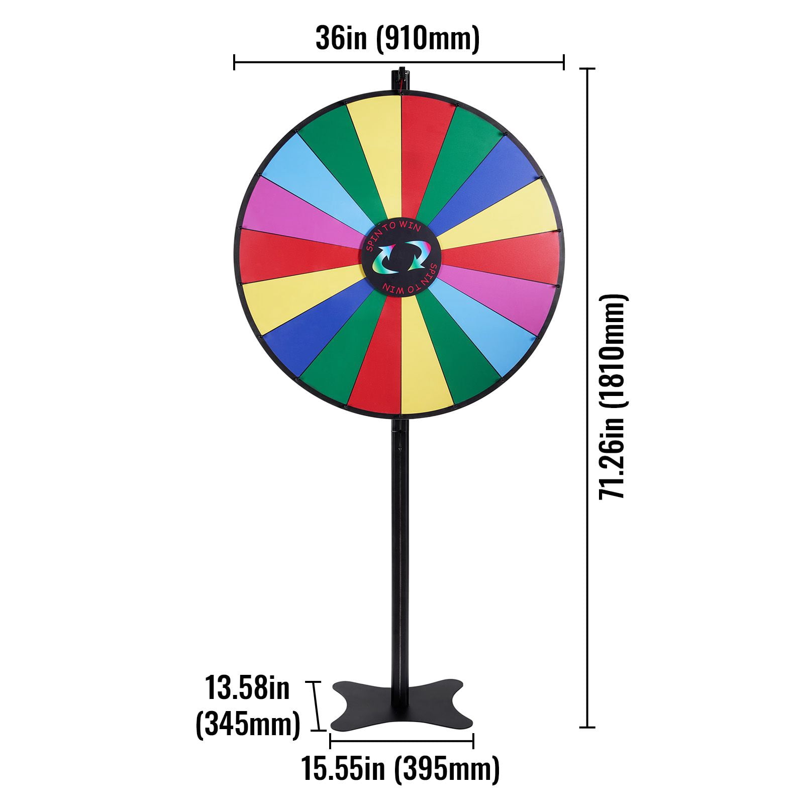 36 inch Prize Wheel 18 Slots with Dry Erase & 2 Markers, Tabletop or Floor Standing for Party Trade Show